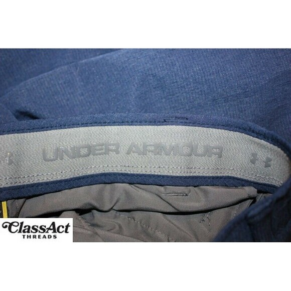 UNDER ARMOUR Golf Pants UA Blue Polyester Flat Front 30" X 32" - Picture 2 of 7